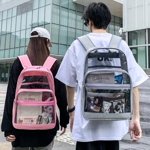 源頭工廠現貨透明雙肩包大容量中小學生書包高顏值輕便防水背包女